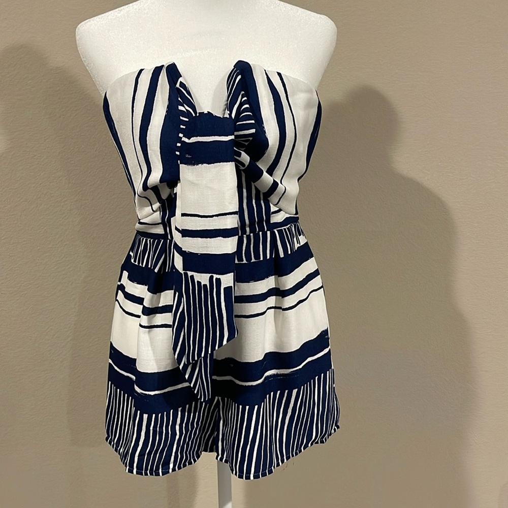 Lulus Blue and White Romper Size S